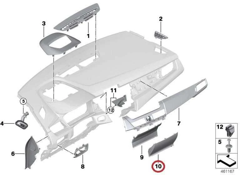 BMW F45 F46 Centro Stakio Dangos Skydelis Originalus 51459317015