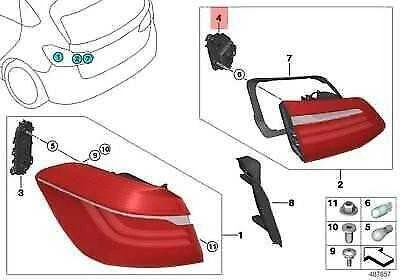 BMW F45 galinio žibinto laikiklis galinių durų kairės pusės originalus 63217391841