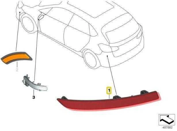 Bmw Kairysis Galinis Atšvaitas F46 Gran Tourer Originalus 61617360871
