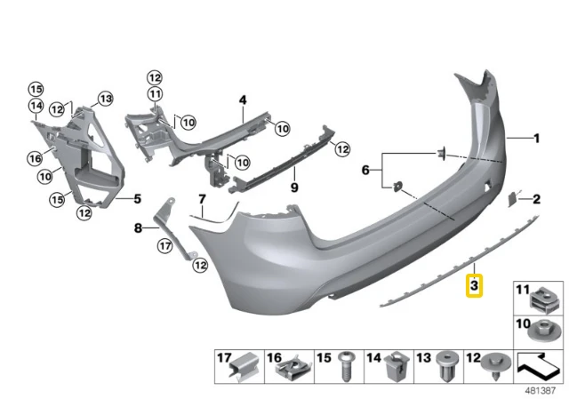 BMW F46 Gran Tourer Galinio Stiklo Dekoras Originalus 51317477981