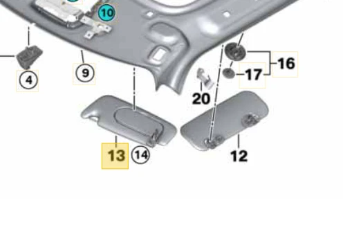 BMW F56 F55 apsauginis skydelis nuo saulės be etiketės kairėje pusėje, juodas, originalus 51167342193