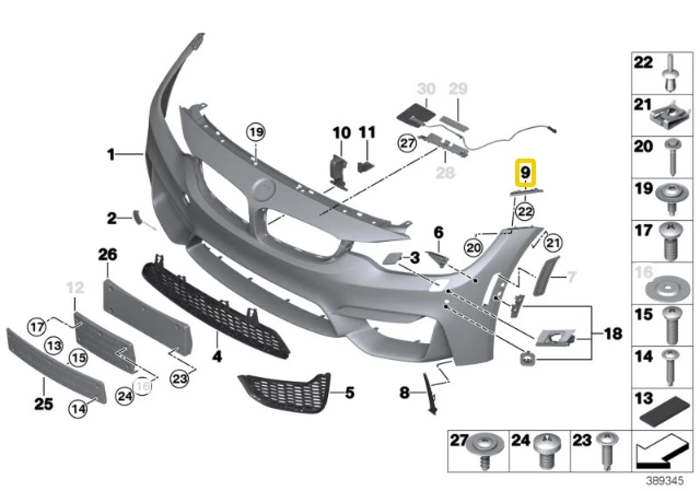 Bmw F80 F82 F83 Dešinysis Stiprinimo Fenderis Originalus 51118057256