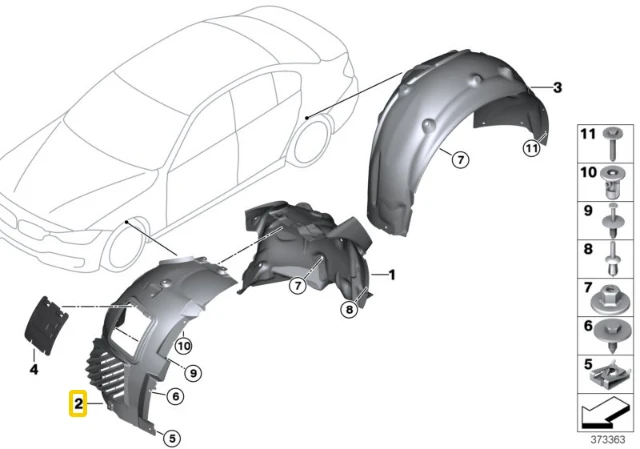 BMW F80 F82 M3 M4 priekinio dešiniojo rato arkos dangtelis originalus 51718054280