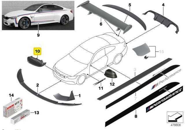 Bmw F80 M3 Priekinis Bumperio Kairysis Žalvarinis Grotelis Originalus 51712352813