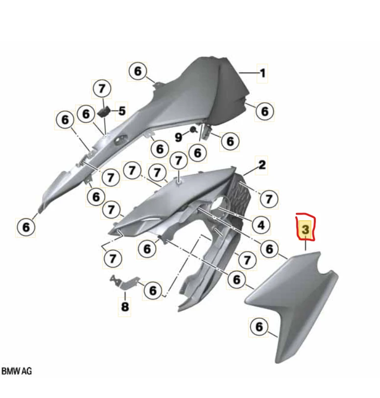 BMW F800 GS 13 Dešinysis šoninis skydelis Originalus 46668554368