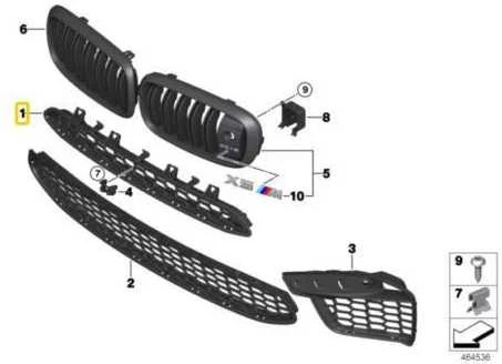 BMW F85 F86 priekinio bamperio viršutinė centrinė grotelė originali 51118056258