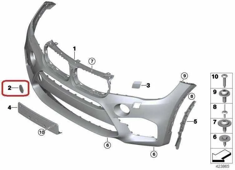 BMW F85 F86 priekinio buferio vilkimo kablio dangtelis gruntuotas originalus 51118066726