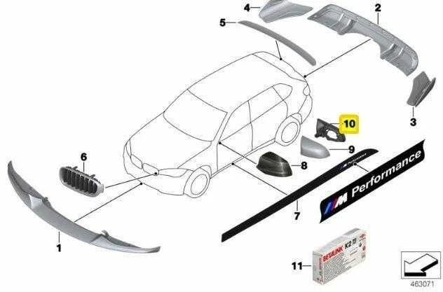 BMW F85 F86 šoninio vaizdo veidrodėlio atraminis žiedas kairėje pusėje originalus 51168060319