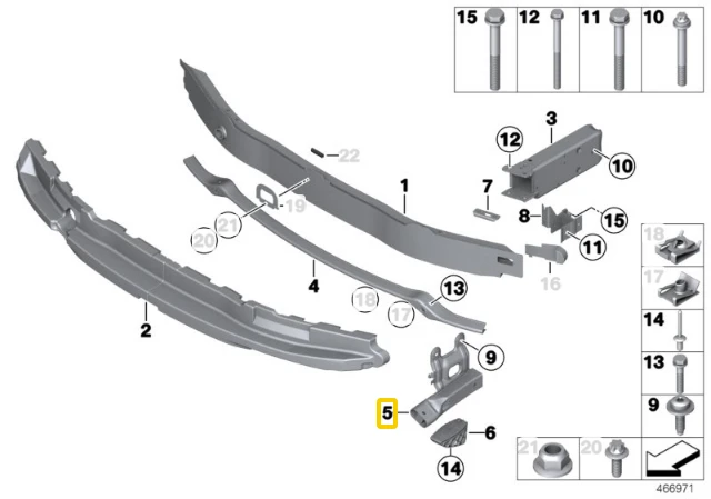 BMW F87 F80 F82 Priekinis apatinis deformacinis elementas dešinysis originalus 51118054314
