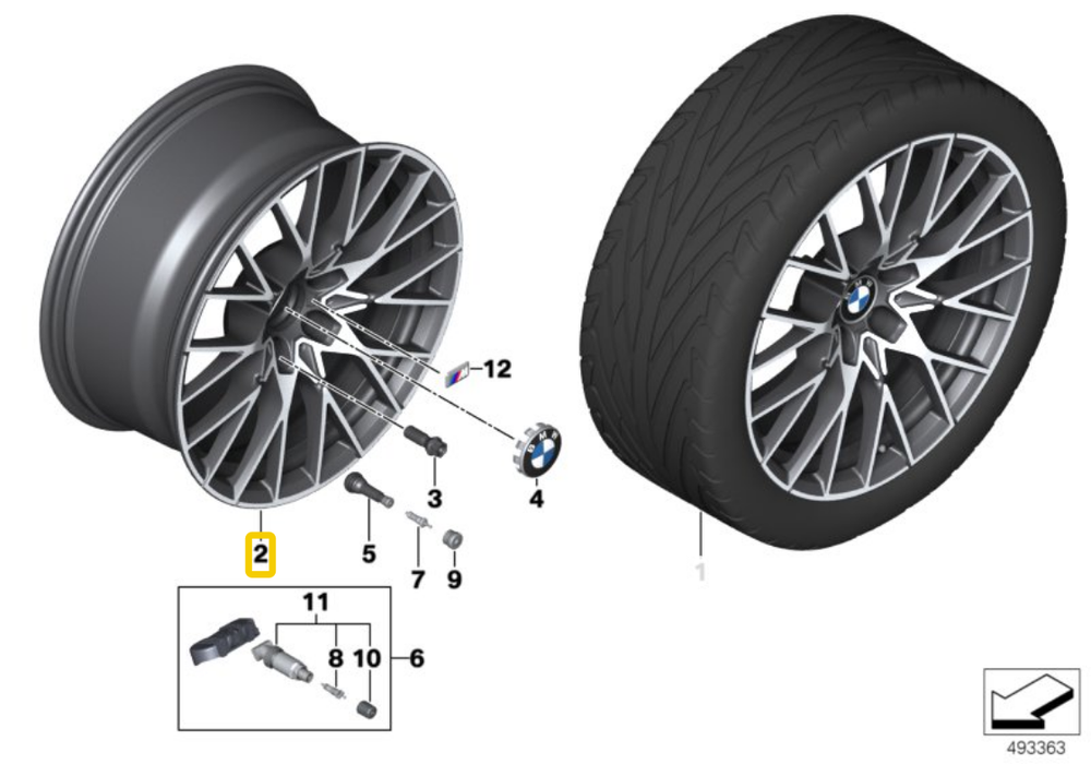 BMW F87 M2 LCI 10/2016 12/2019 Diskinis Ratas Iš Lengvojo Lydinio Jet Blk Transl Originalus 36108093987