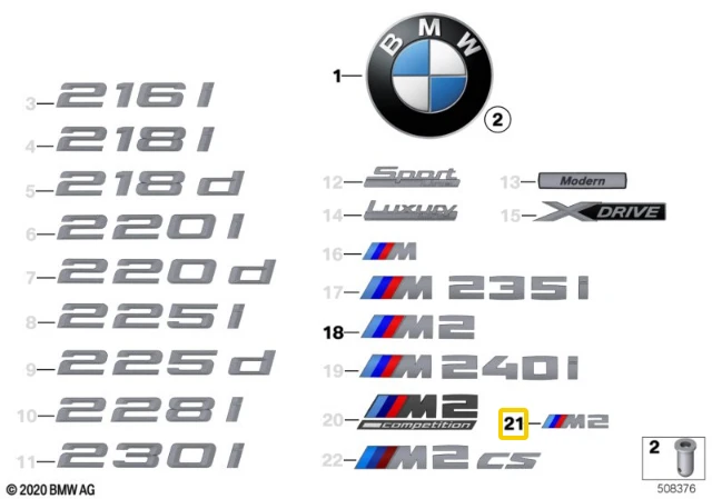 BMW F87 M2 Priekinis Raidinis Pavidalas Originalus 51148097498