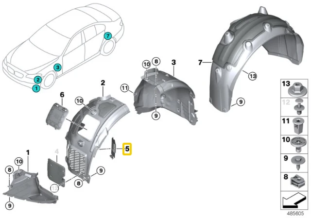 BMW F90 M5 F91 M8 Ratlankio dangčio dangtelis Originalus 51718070703