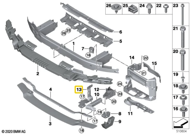 BMW F90 M5 Vertikalus Jungties Palaikymas Priekinis Desinis Originalus 51118068454