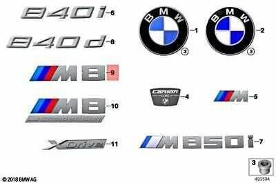 BMW F91 F92 F93 M8 kabrioleto kupė užrašas M8 Originalus 51148074838