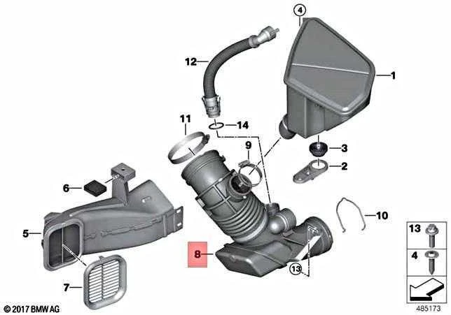 BMW Filtruota Oro Vamzdynas 5 G30 X3 G01 X4 G02 Originalus 13718585001