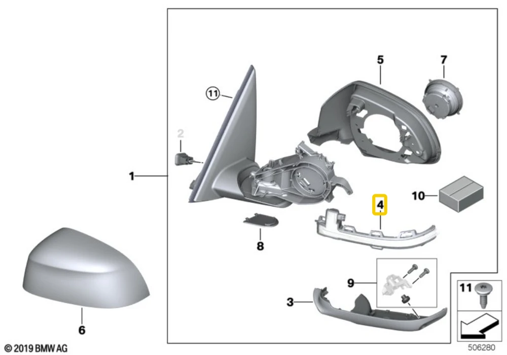 BMW G01 F97 G02 F98 priekinis dešinysis posūkio signalo žibintas originalus 63137441440