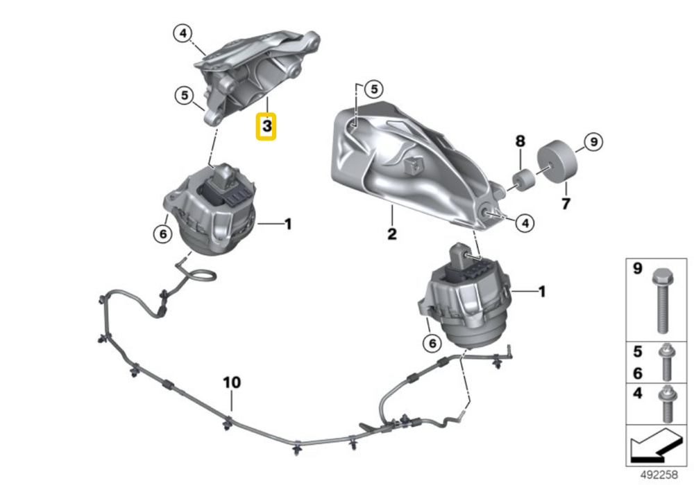 BMW Variklio Atraminis Laikiklis Desinysis G20 G21 G30 G31 Originalus 22116870760