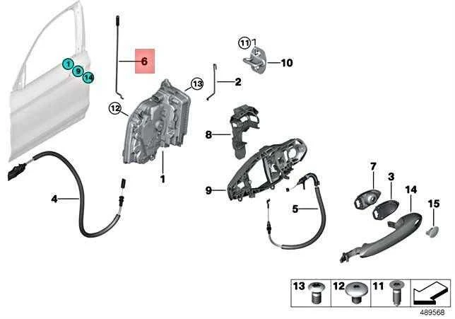 BMW G01 G02 G08 Valdymo strypas priekinių dešiniųjų durų originalus 51217409270