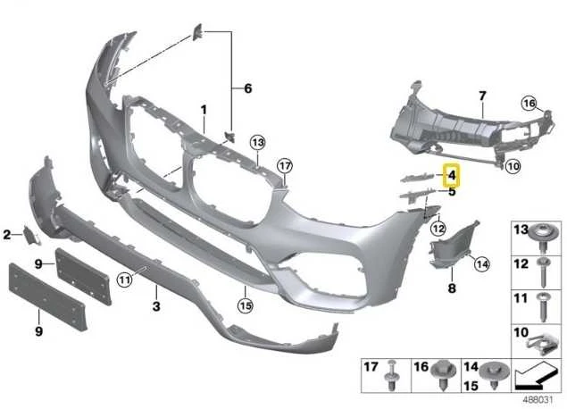 BMW G01 G02 Kairysis bamperis Rankinis originalus 51117399981