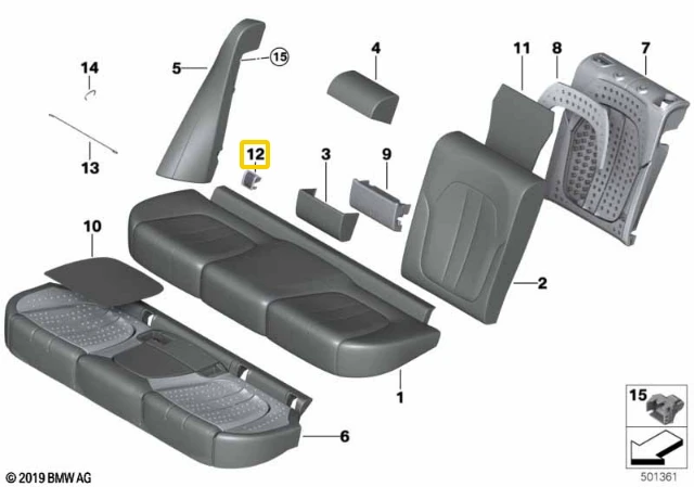 BMW G05 galinės sėdynės ISOFIX dangtelis Dramblio kaulo spalvos originalus 52207499793