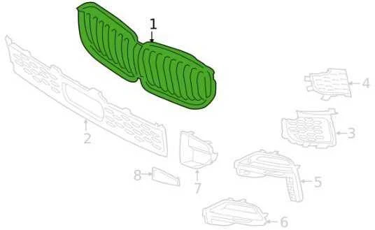 BMW G05 priekinio bamperio radiatoriaus grotelės Cerio pilka originalios 51137454888