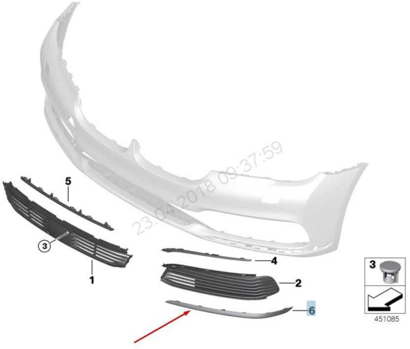 BMW G11 G12 priekinio bamperio apatinė apdailos detalė kairė originali 51117362695