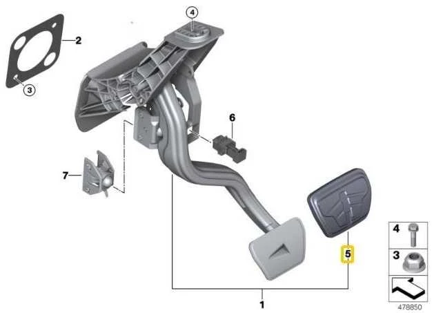 BMW G20 F90 guminė pagalvėlė su nerūdijančio plieno intarpu originali 35216885852