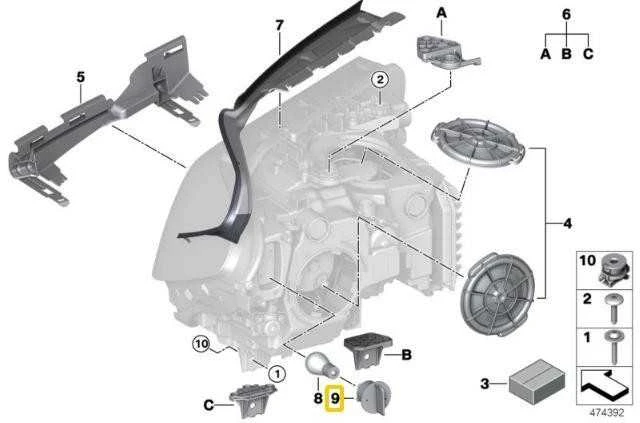 BMW G30 F90 G31 Rodiklio Žibintų Lizdas Originalus 63117410731