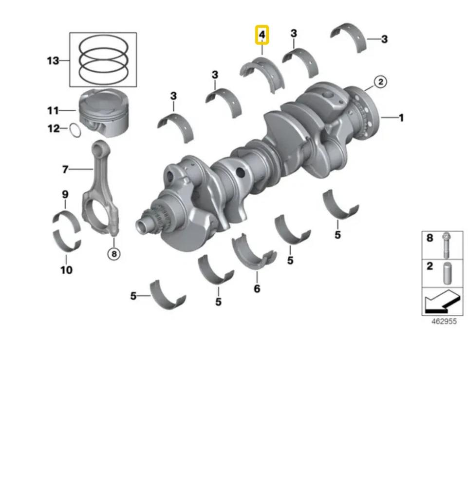 Bmw G30 G11 G12 G14 G15 G16 X5 G05 X6 G06 X7 G07 Guide Bearing Shell Žalias Originalus 11217933649