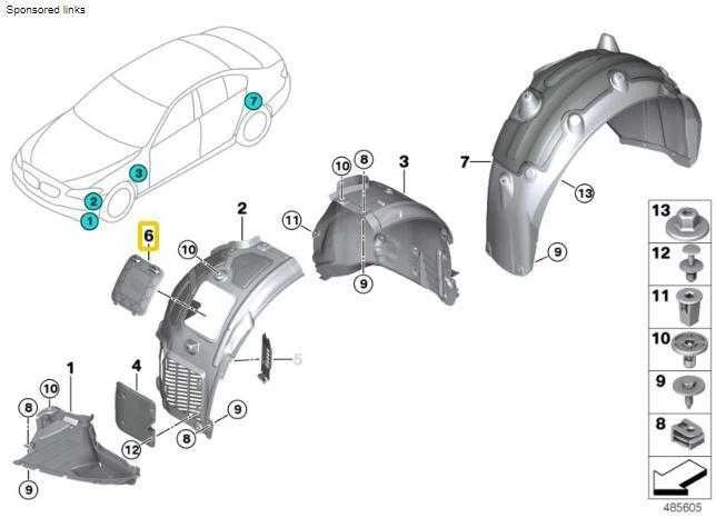 BMW G30 G11 priekinio sparno dangtis originalus 51717340199