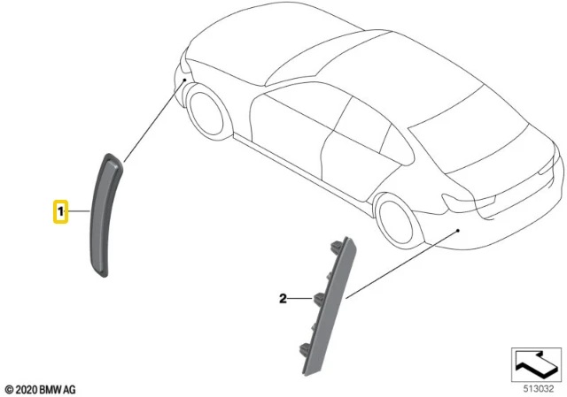 BMW G80 M3 G82 M4 Šoninis Žibintas Dešinysis Originalus 63148077224