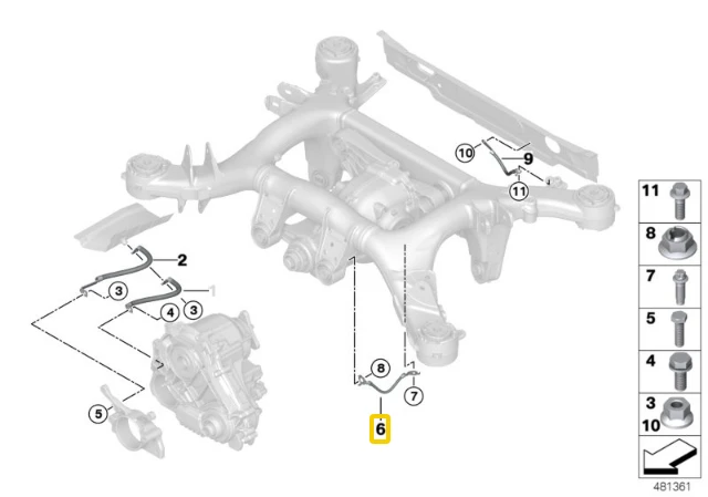 BMW Galinio Ašies Diferencialo Slopinimo Juosta Originalus 12428645960