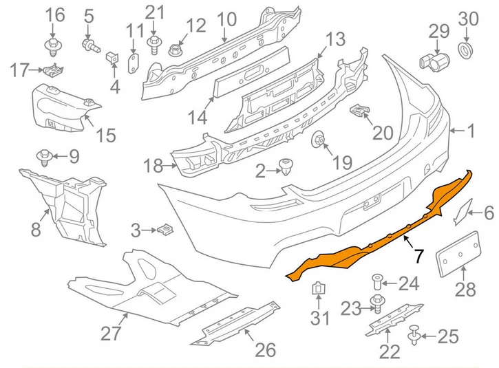 BMW Galinio Bamperio Difuzinis Stiklas F06 F12 F13 51128052677
