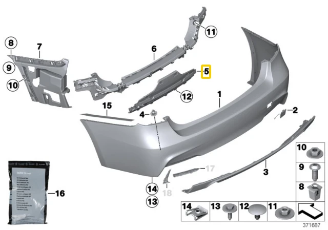 BMW Galinio Bumperio Prijungimas 3 F30 F31 Originalus 51128054200