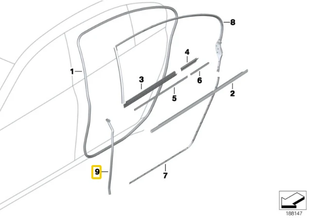 BMW Galinio Dešinio Durų Atramos Gumos 7 F01 F02 F03 Originalus 51357177944