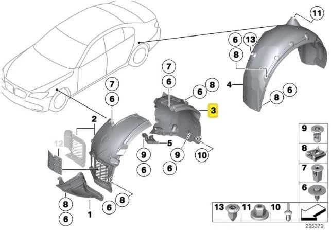 BMW Galinio Priekinio Dešinio Rato Dėžės Danga 7 F01 F02 Originalus 51717185160