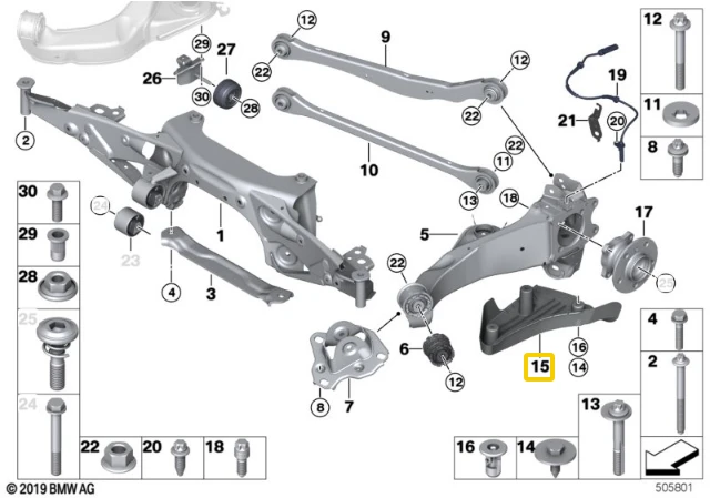 BMW Galinio Stabdžių Kairiojo Apatinio Dangtelio Dėklas Originalus 33326858413
