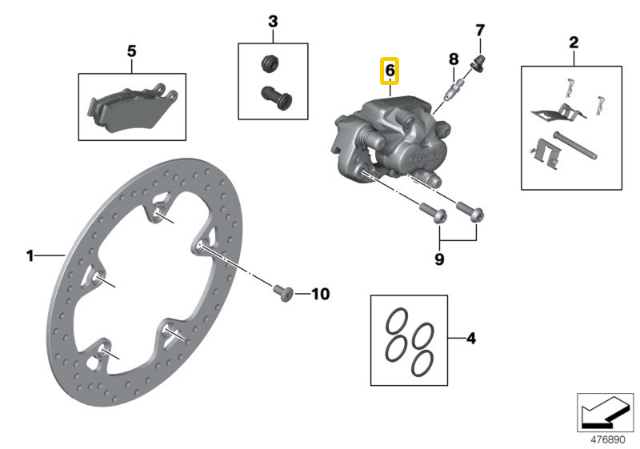 BMW Galinio Stabdžių Kaladėlės Laikiklis R 1200 GS R 1250 GS Originalus 34218535160