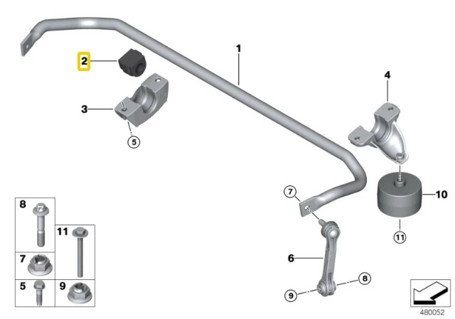 BMW Galinio Stabilizatoriaus Šarvuotės Guoliai 5 G30 7 G11 X3 G01 Originalus 33506861466