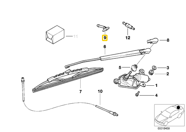 Bmw Galinio Stiklo Purkštuvėlis Originalus 61688361639
