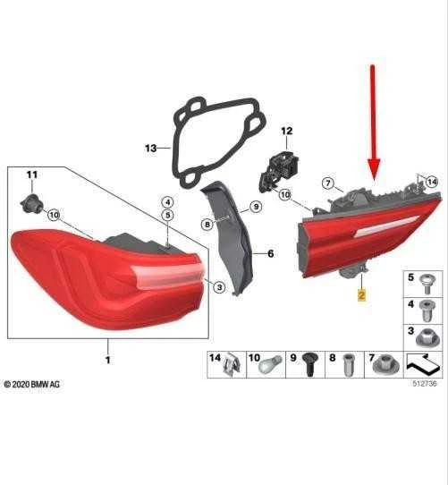 BMW Galinio Šviesos Dekoras Gamyklos 63217420748