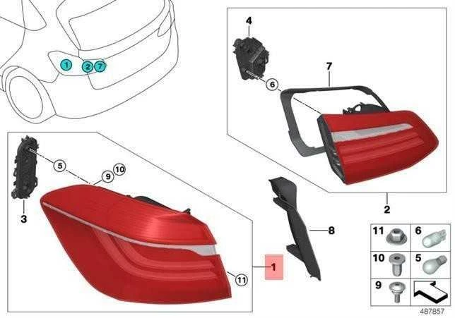 BMW Galinio Šviesos Kairės Pusės Panelio Originalus 63217461607