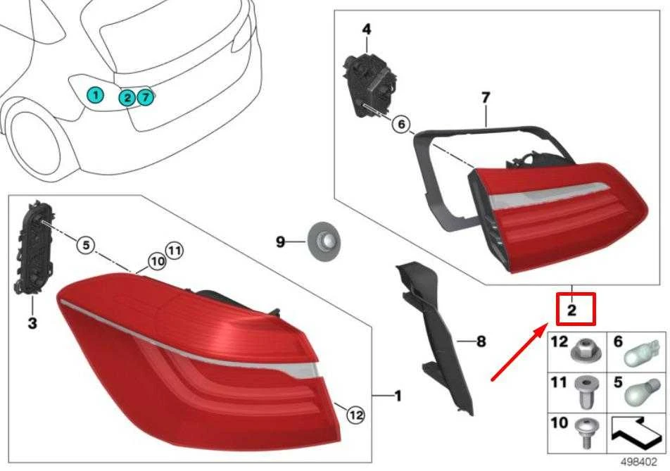 BMW Galinis Šviesos Žibintas Gamyklinis 63217311041