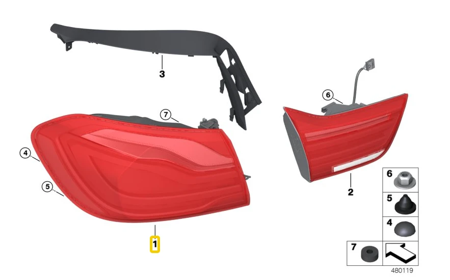 Bmw Galinis Žibintas Šoninėje Panelėje Kairėje F32 F82 F33 F36 Originalus 63218496523