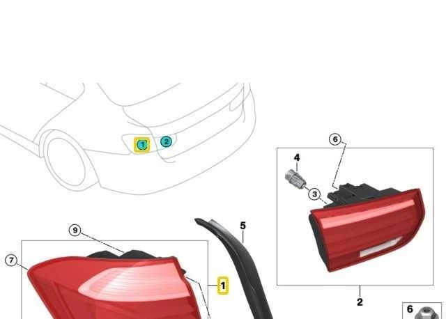 Bmw Galinis Žibintas Šoniniame Skydelyje Kairėje F30 F80 Originalus 63217369117