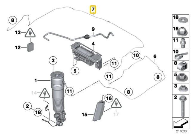 Bmw Galinių Keleivių Dešinės Pusės Oro Pakabos Kompresoriaus Žarna F01 F02 F04 Originalus 37206789168