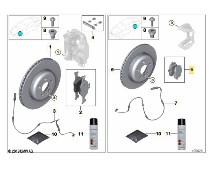 Bmw Galinių Stabdžių Trinkelių Rinkinys G30 G32 G11 G12 Originalus 34216885452