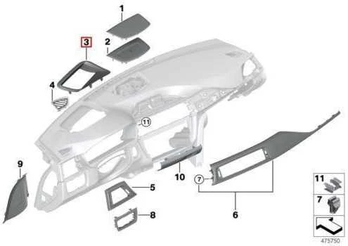 BMW Galvos Aparato Išorinės Detalės F30 F80 F31 F32 F82 Originalus 51459240366