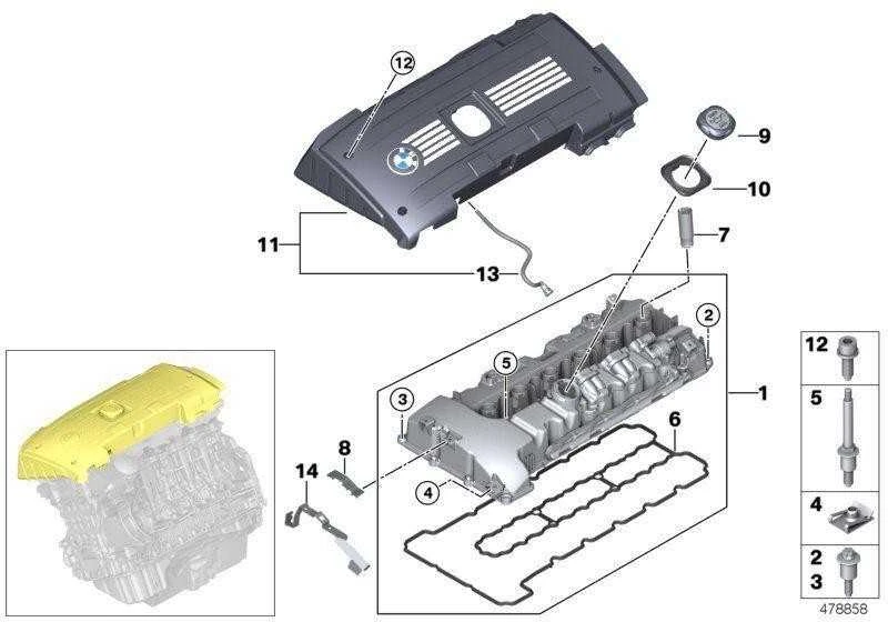 Bmw Galvos Cilindro Dangtis E90 E91 E92 E93 F10 F11 Originalus 11127548196