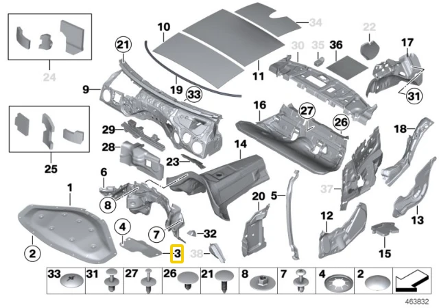 BMW Gardo Variklio Apsaugos Kairysis Originalus 51487265119